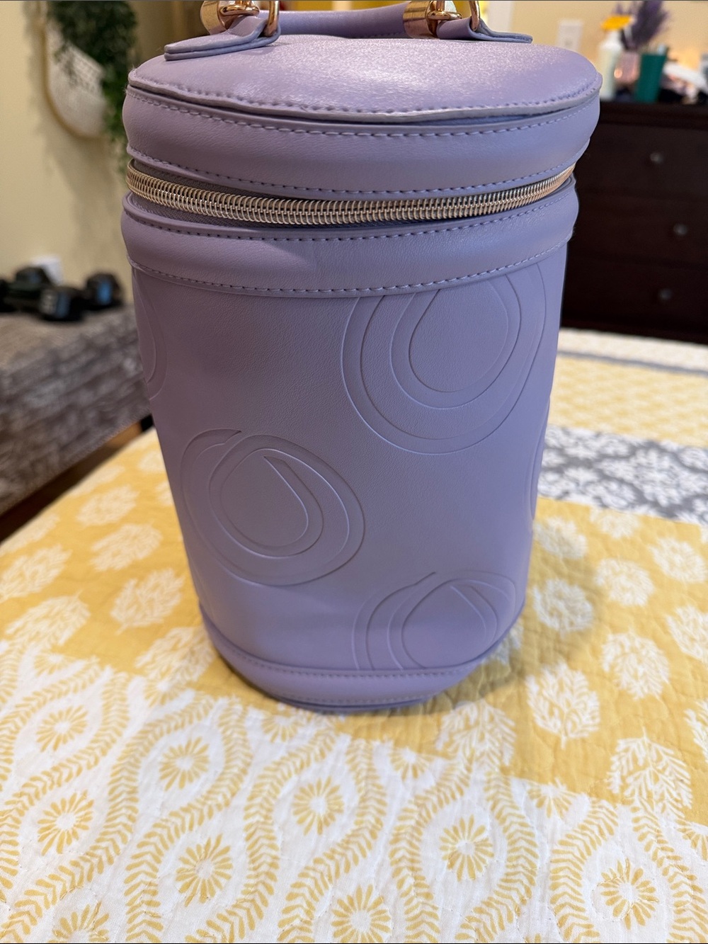 Lavender Embossed Vinyl Cosmetic Case